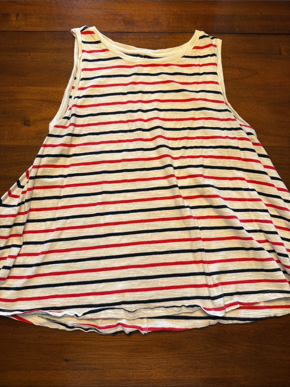 GAP Cream Tank with Red & Navy Stripes size L